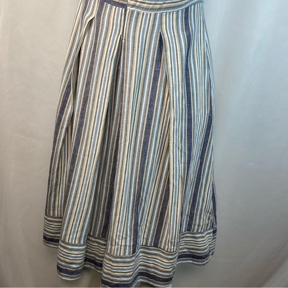 Sandro Ferrone Medium Dress Off The Shoulder Striped Linen Blend Made In Italy - Picture 5 of 15